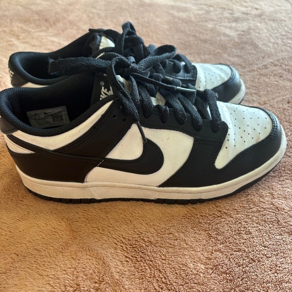 Nike Dunk Low Panda White Black Sneakers Kids Size 6Y